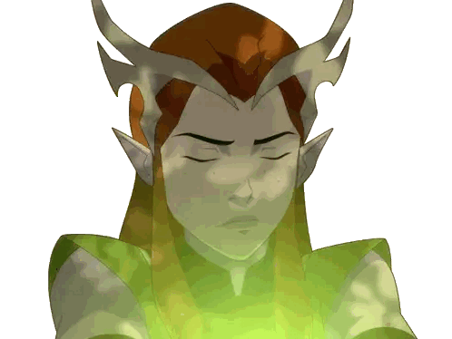 Cartoon Woman with Horns and Green Hair