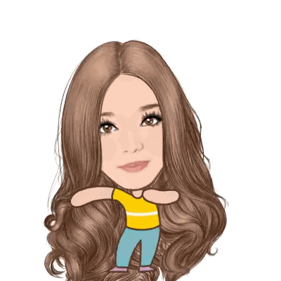 Cartoon Woman with Long Hair in Yellow Shirt and Blue Pants
