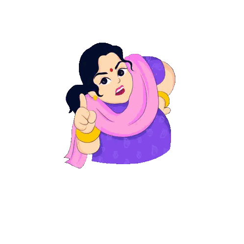 Cartoon Woman with Maa Se Panga Nai