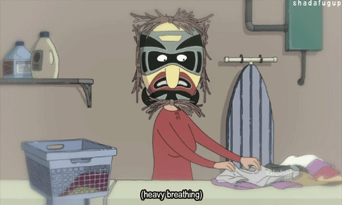 Cartoon Woman With Mask Saying Heavy Breathing