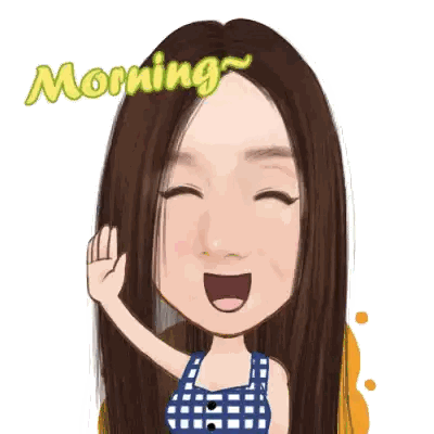 Cartoon Woman with Morning Words