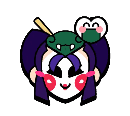 Cartoon Woman with Purple Hair and Green Mask
