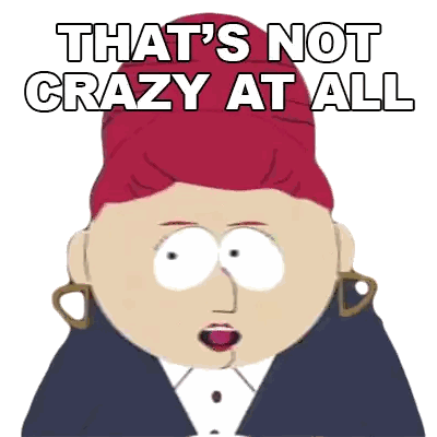 Cartoon Woman with Red Hair Saying Not Crazy
