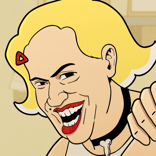 Cartoon Woman with Red Lips and Choker