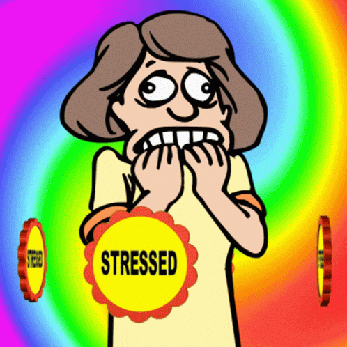 Cartoon Woman With Stressed on Chest