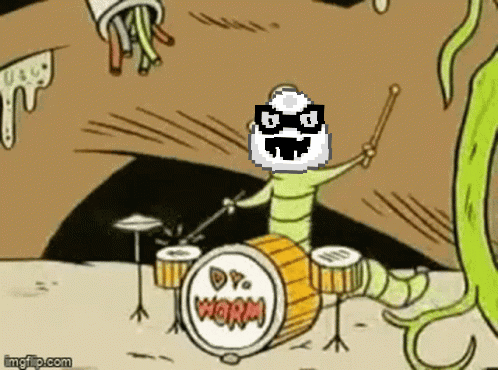 Cartoon Worm Playing Drums