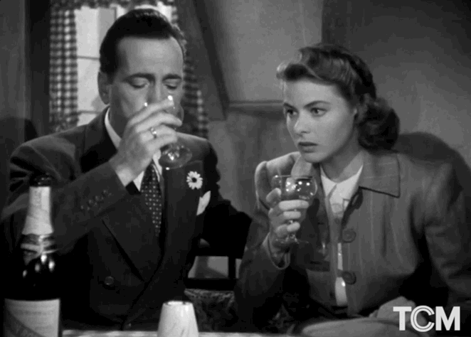 Casablanca Rick And Ilsa Drinking GIF