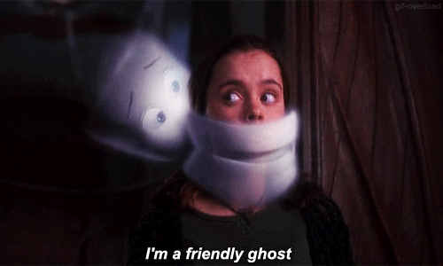 Casper Ghost Covers Kat's Mouth I'm Friendly GIF