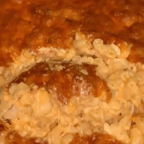Casserole Dish With Macaroni And Cheese And Sauce GIF