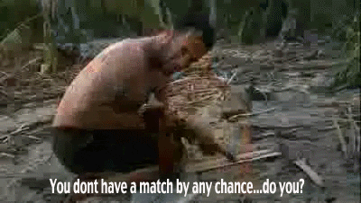 Cast Away Tom Hanks Rubbing Wood Together GIF