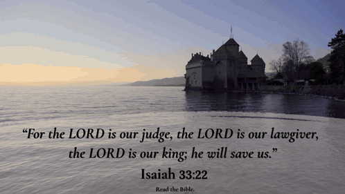 Castle in Water With Bible Quote