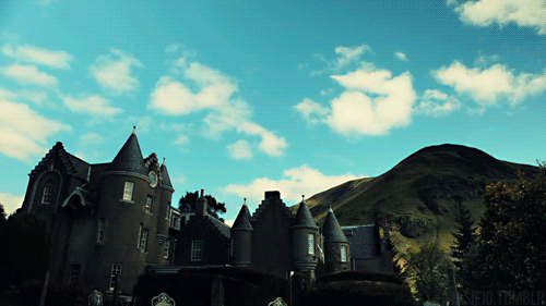 Castle With Mountain And Blue Sky GIF