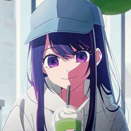 Casual Ai Hoshino Drinking Matcha GIF