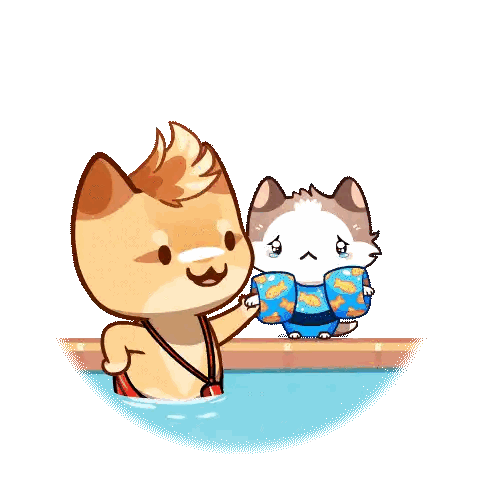 Cat and Dog in Pool