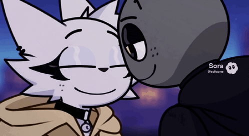 Cat and Ghost Kissing Sora