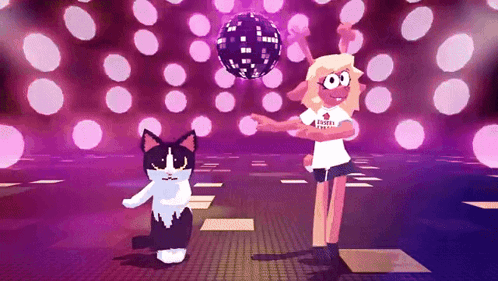 Cat And Girl Dancing In Club GIF