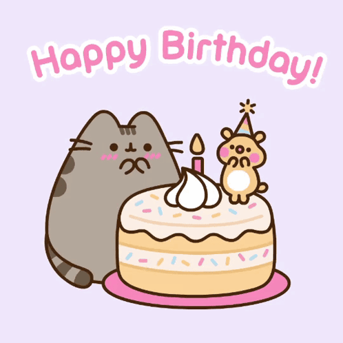 Cat And Hamster On Birthday Cake GIF