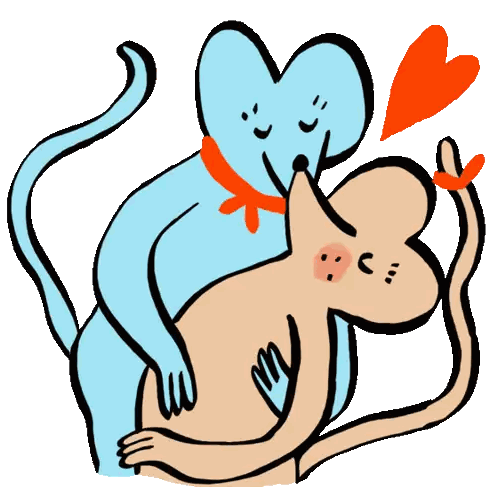 Cat and Mouse Hugging with Heart