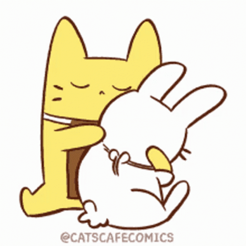 Cat And Rabbit Comfort Hug Animated GIF