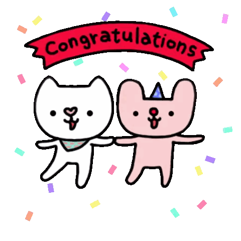 Cat and Rabbit Holding Hands Congratulations