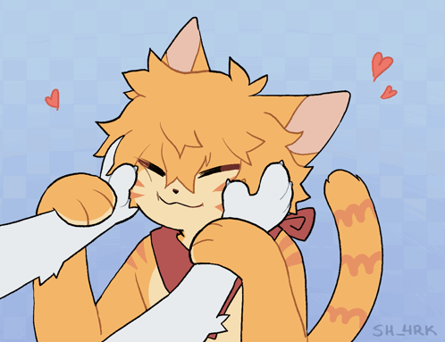Cat Being Petted by Another Cat