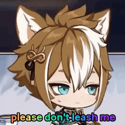 Cat Character Saying Please Don't Leash Me GIF