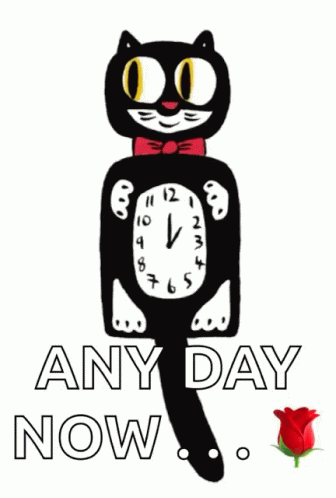 Cat Clock Ticking Any Day Now GIF