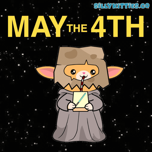 Cat Drinking Through Straw May the 4th