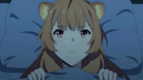 Cat Ear Girl Laying in Bed Hand on Forehead