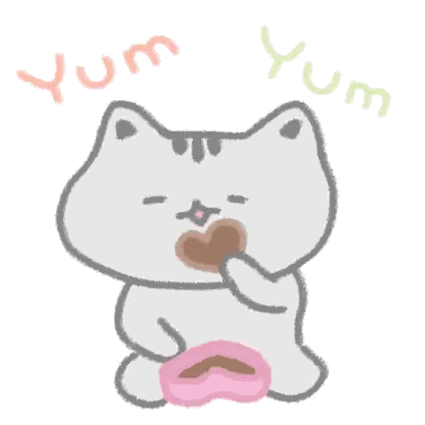 Cat Eating Heart Chocolate Yum Yum