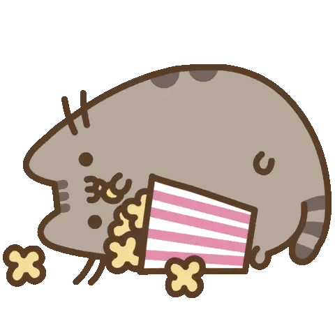 Cat Eating Popcorn From Striped Container