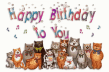 Cat Family And Friends Singing Happy Birthday GIF