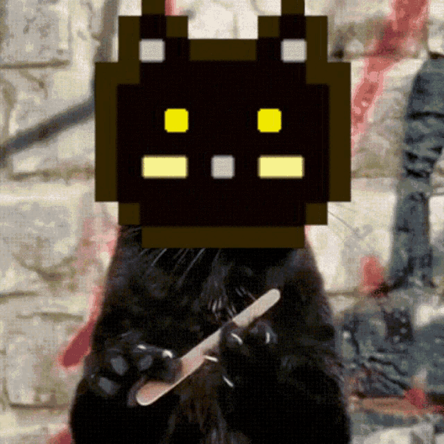 Cat Filing Nails Pixel Face Cartoon GIF