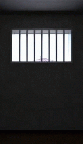 Cat Girl Peeking Out Window Behind Bars