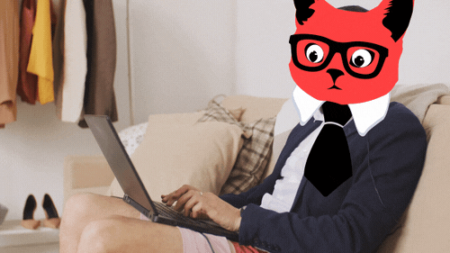 Cat Head Person Working Computer GIF