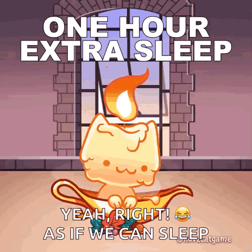 Cat Holding Candle Says One Hour Extra Sleep