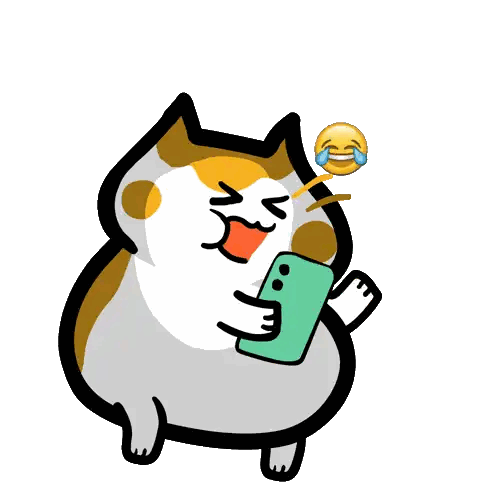 Cat Holding Cell Phone With Laughing Face