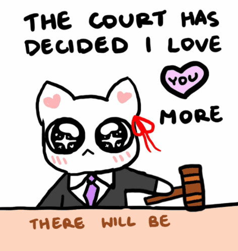 Cat Holding Gavel Saying the Court Has Decided I Love You