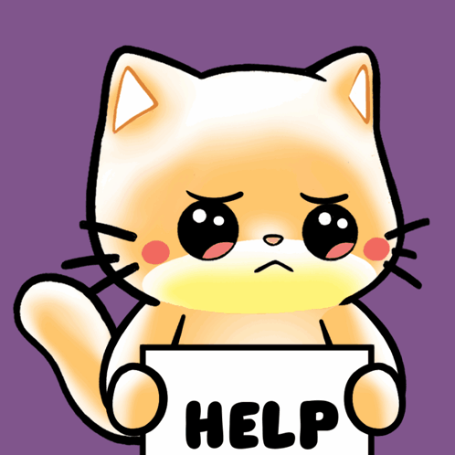 Cat Holding Help Sign