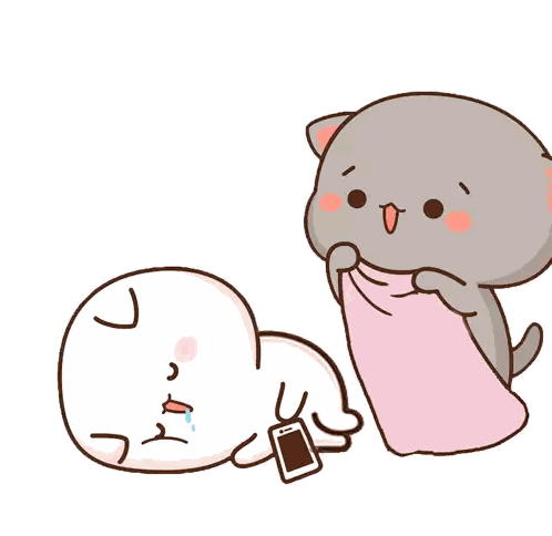 Cat Holding Pink Blanket Over Another Cat