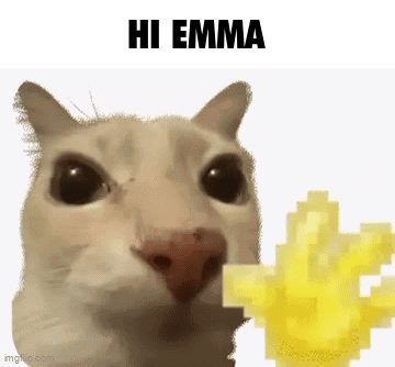 Cat Holding Pixelated Object Saying Hi Emma GIF