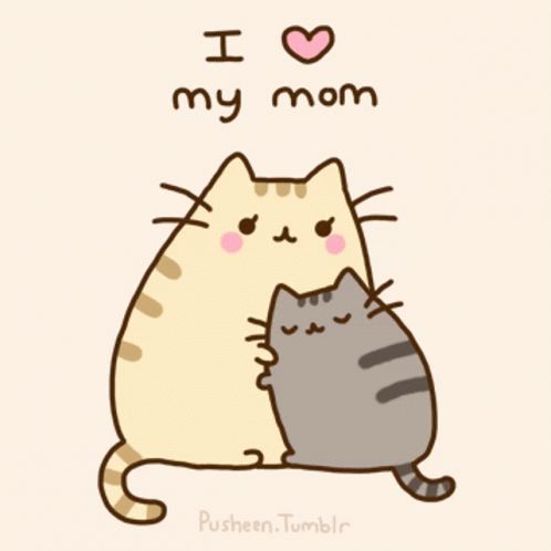 Cat Hugging Another With I Love My Mom GIF