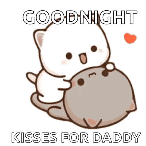 Cat Hugging Cat Goodnight Kisses for Daddy