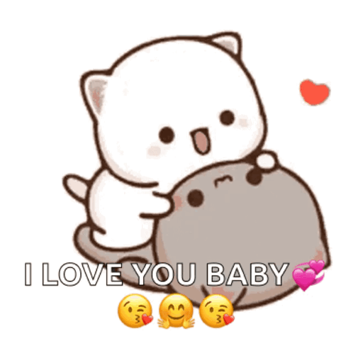 Cat Hugging Cat With I Love You Baby GIF