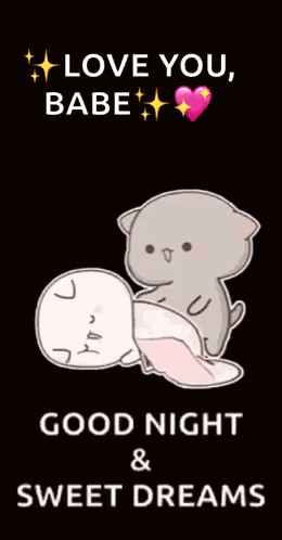 Cat Hugging Sleeping Cat I Love You Babe