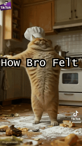 Cat in Chef Hat in Kitchen