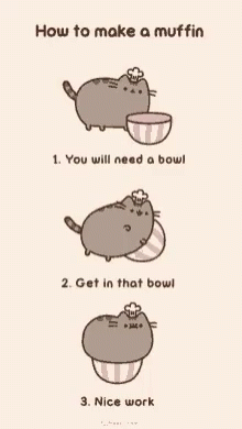 Cat in Chef Hat Making Muffin with Bowl
