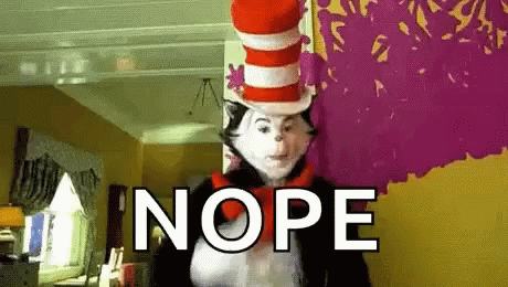 Cat in Hat Costume With Nope on Wall