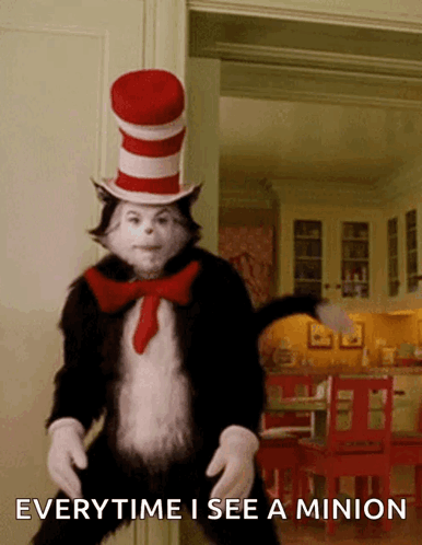 Cat in Hat Saying Everytime I See a Minion