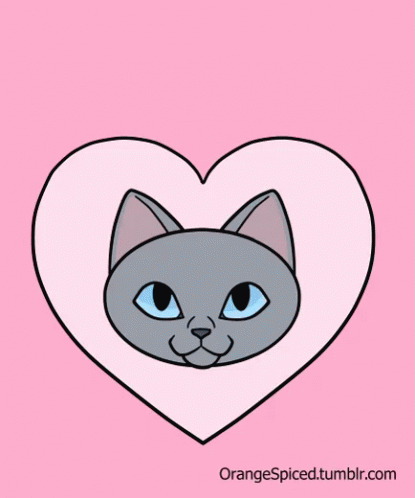 Cat in Heart Saying Kitty Kiss